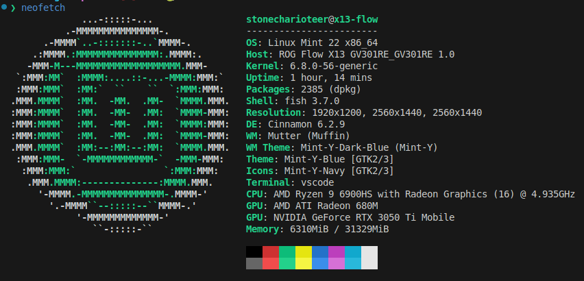 Asus X13 Flow neofetch