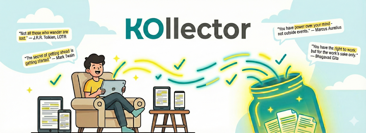 KOllector - KoReader Highlights Collector banner showing the application interface